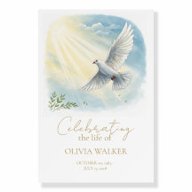 Dove in Sunlight Funeral Welcome Sign 
