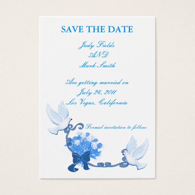 Dove Personalizado Guardar la tarjeta de fecha (Frente)