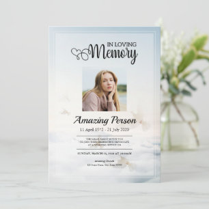 Dove&sky Funeral orden del servicio Invitación