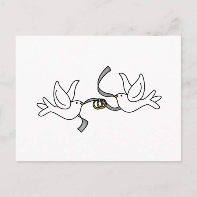 Doves bodas con tarjetas de anillos (Anverso)