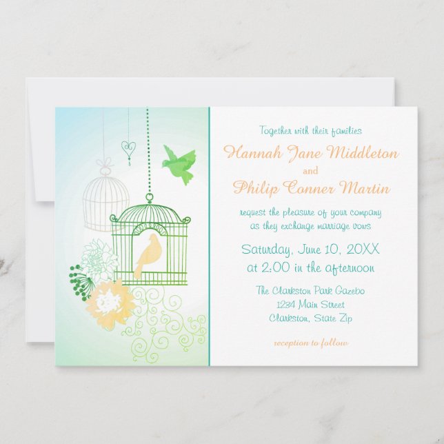 Doves & Cages - Invitación de Boda (Anverso)