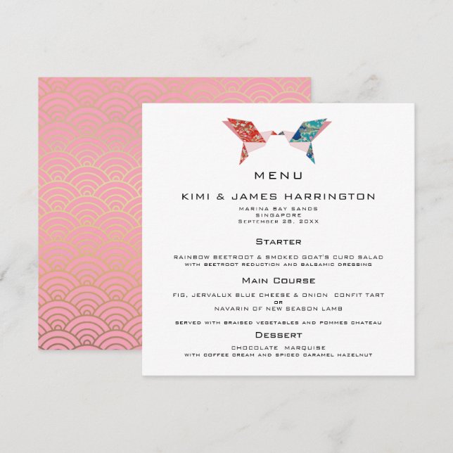 Doves de origami | Invitación a la boda (Anverso / Reverso)