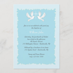 Doves Invitación religiosa Azul
