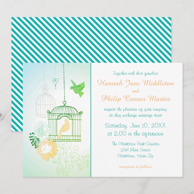 Doves y jaulas - Invitación a la boda (Anverso / Reverso)