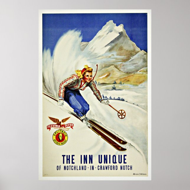 Downhill Skiing Vintage Travel Posters (Frente)