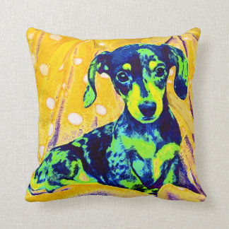 doxie azul - almohada del arte pop