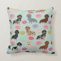 Doxie Dachshund Donuts arroja almohada