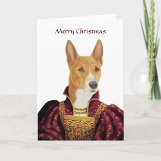 DR208 Basenji, tarjeta de las Felices Navidad