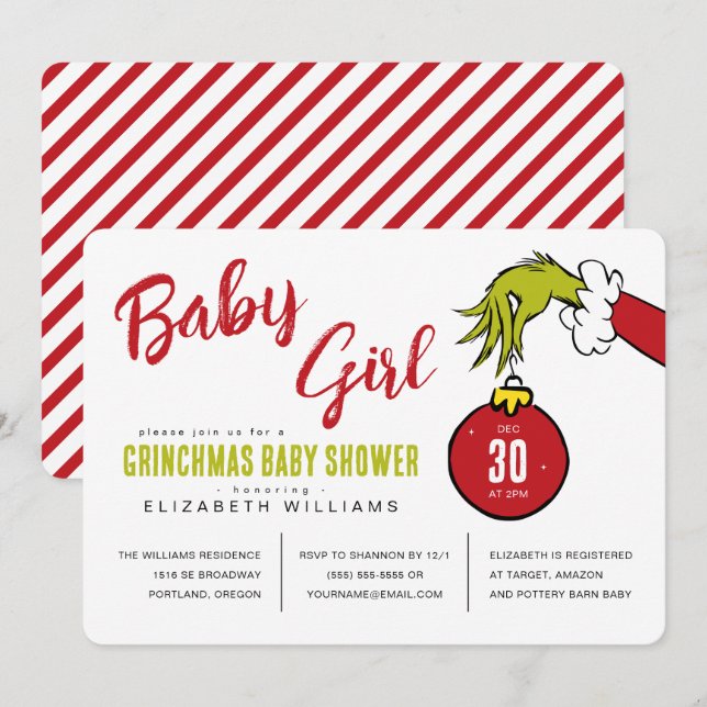 Dr. Seuss | Baby Girl Grinch Baby Shower (Anverso / Reverso)
