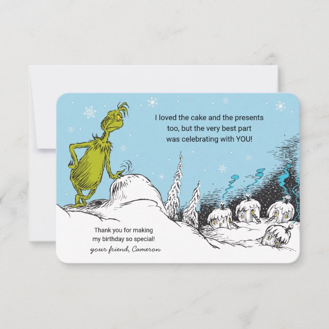 Dr. Seuss | Grinch Invierno Cumpleaños Gracias (Anverso)
