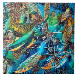 Dracaena Resumen Calma Baldosa cerámica verde azul