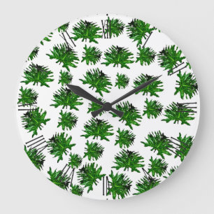 Dracaena verde hojas de fern, reloj de pared