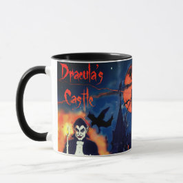Drácula y taza de Halloween del castillo