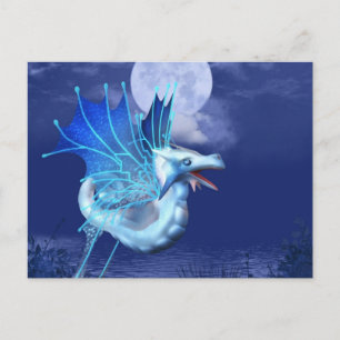 Dragón alado en postal de vuelo