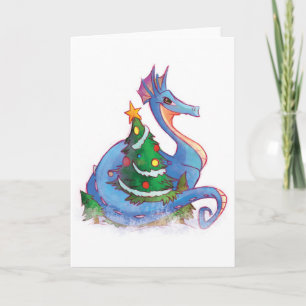 Dragón alrededor del árbol de navidad
