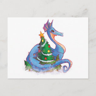 Dragón alrededor del árbol de Navidad
