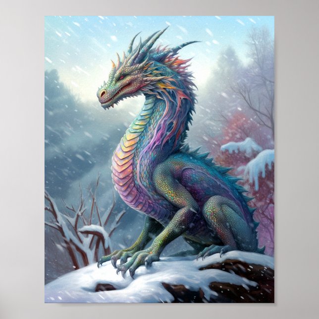 Dragón Arcoiris En El Arte De La Nieve Fantasía (Frente)