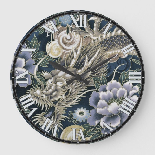 Dragón asiático decorativo Reloj de pared de patró (Anverso)