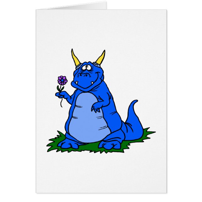 Dragón azul claro con la flor (Frente)