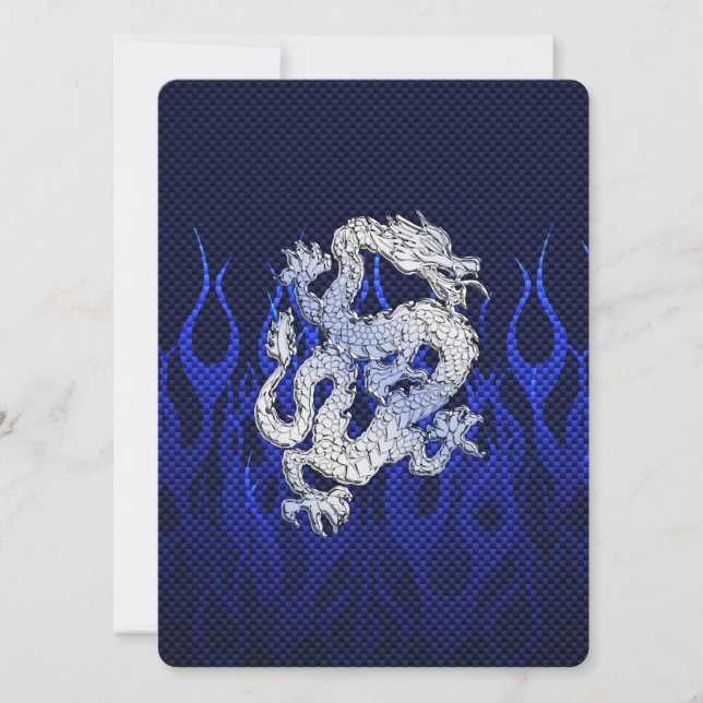 Dragón azul en los estilos cromados de fibra de ca (Anverso)