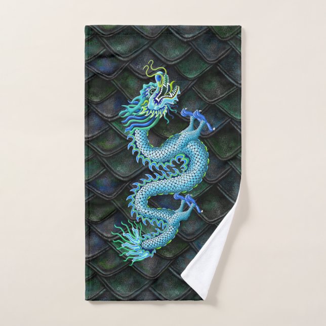 Dragón azul para la toalla del canotaje del dragón (Toalla de mano)