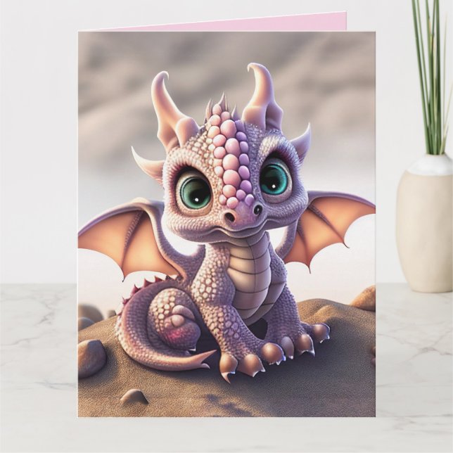 DRAGON BABY BIRTHDAY PINK Tarjeta de saludo (Anverso)
