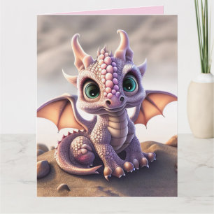 DRAGON BABY BIRTHDAY PINK Tarjeta de saludo
