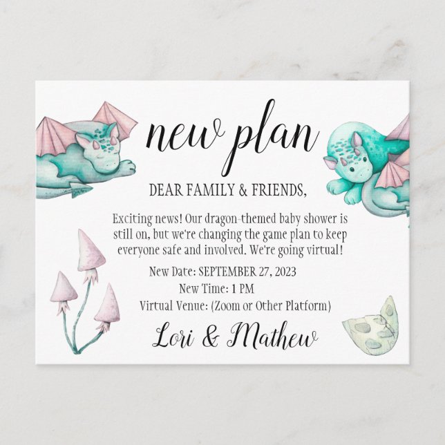 Dragon Baby Shower Cambio de Invitación de eventos (Anverso)