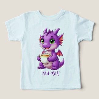 Dragón Bebé Adorable Sosteniendo Taza de Té Kawaii
