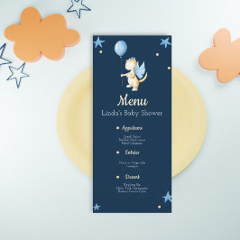 Dragón bebé con menú de Baby Shower en globo