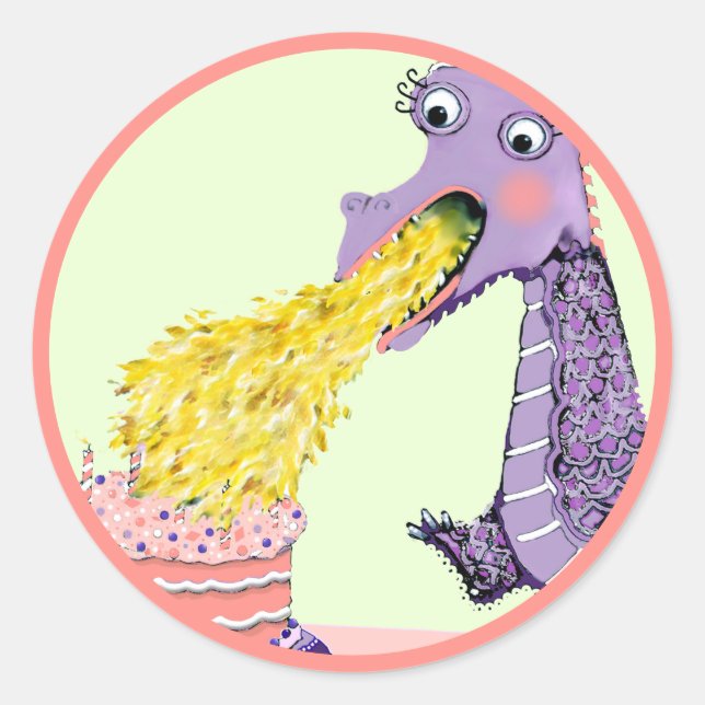 Dragon Birthday Classic Round Pegatina (Anverso)