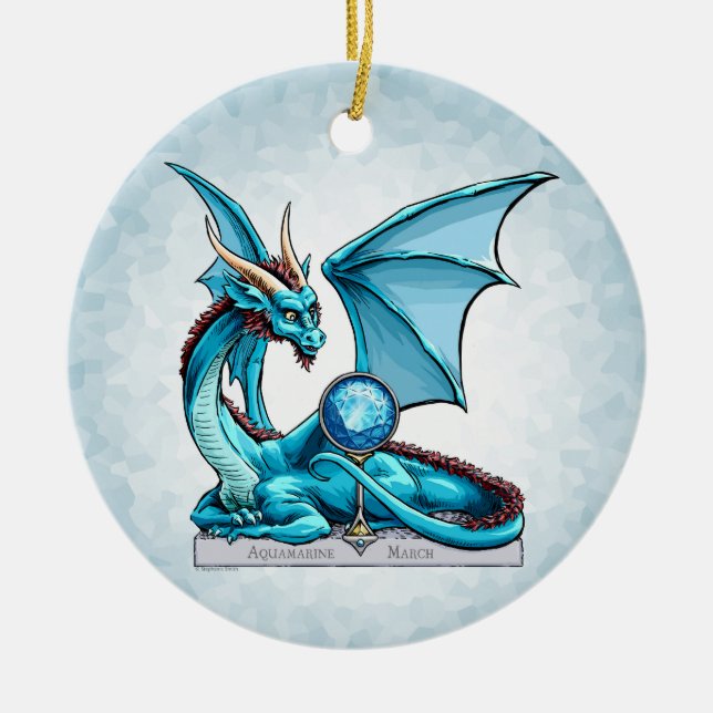 Dragón Birthstone de marzo: Ornamento Aquamarine (Frente)