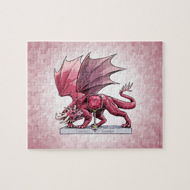 Dragón Birthstone - Rompecabezas de Garnet en ener (Horizontal)