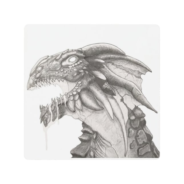 Dragon Black White Sketch Arte Tradicional (Anverso)
