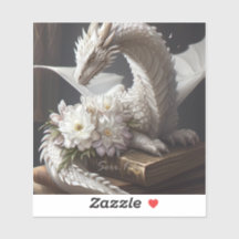 Dragón blanco en el Pegatina de libros