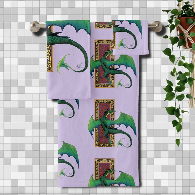 Dragón celta verde Nudo de fantasía púrpura (Subido por el creador)
