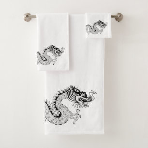 Dragón chino blanco negro