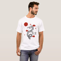 Dragón chino blanco rojo con camiseta