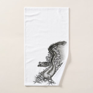 Dragón chino, diseño blanco y negro en tatuostyl