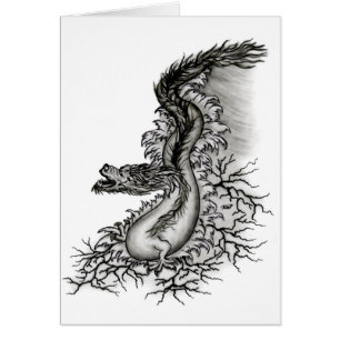 Dragón chino, diseño blanco y negro en tatuostyl