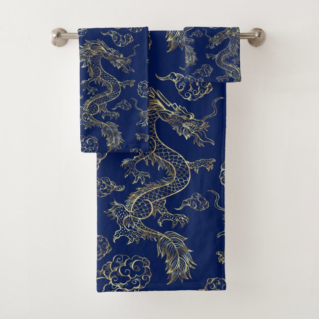 Dragón Chino en Oro y Azul Oscuro (In situ)