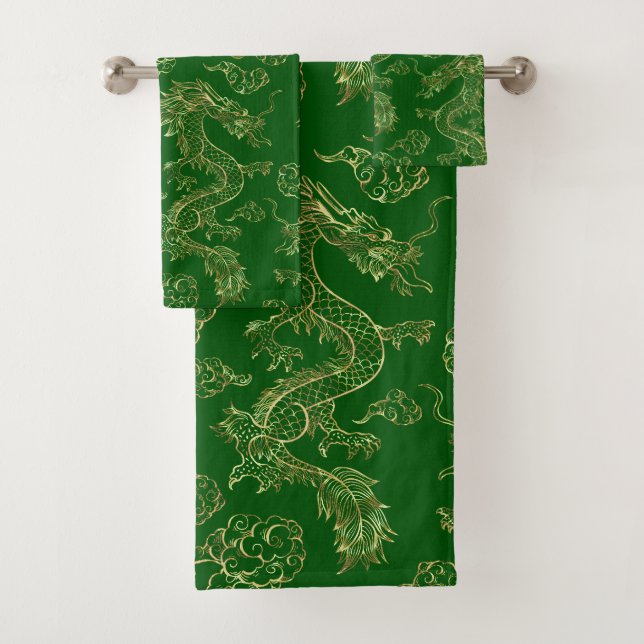 Dragón Chino Oro y Verde Oscuro (In situ)