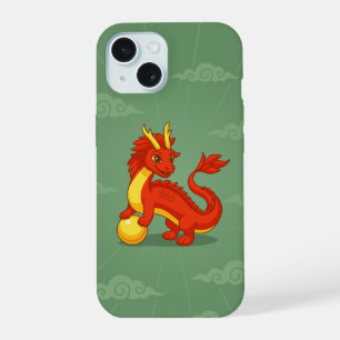 Dragón Chino Rojo sobre Verde