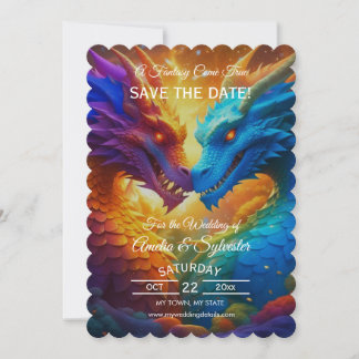 Dragón colorido salva las tarjetas de fecha