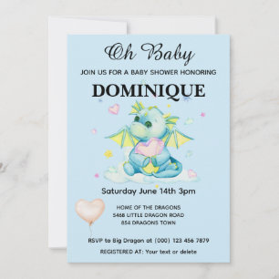 Dragón con corazón - Invitación de Baby Shower