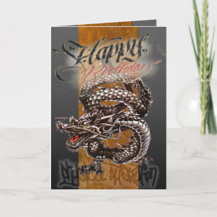 Dragón con tarjeta de cumpleaños