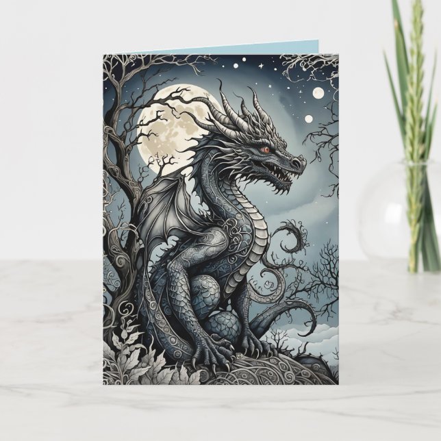 Dragón Con Tarjeta De Saludo De La Luna (Anverso)