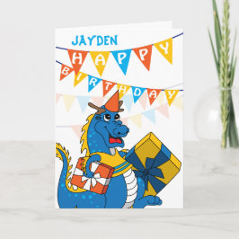 Dragón Cute con regalo Tarjeta de Cumpleaños