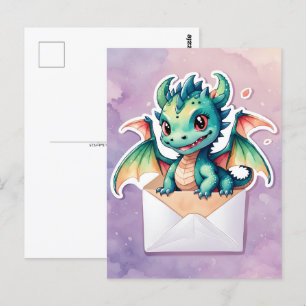Dragón Cute Kawaii, postal