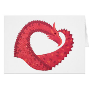 Dragón de corazón rojo sobre blanco